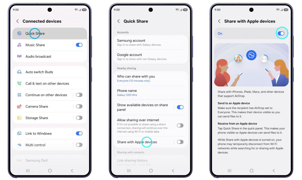 Samsung Hadirkan Dukungan AirDrop ke Quick Share di Galaxy S26 Series, Transfer File Makin Mudah!