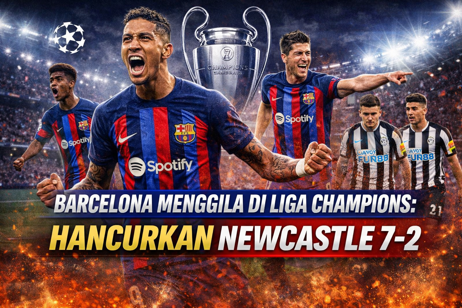 Barcelona Menggila di Liga Champions: Hancurkan Newcastle 7–2